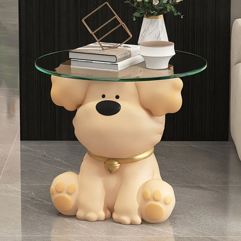 Modern Art Deco Resin Glass Kid Cartoon Cat Dog Bear Side Table 1-Tier For Living Room