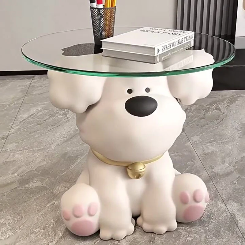 Modern Art Deco Resin Glass Kid Cartoon Cat Dog Bear Side Table 1-Tier For Living Room