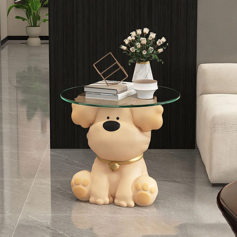 Modern Art Deco Resin Glass Kid Cartoon Cat Dog Bear Side Table 1-Tier For Living Room
