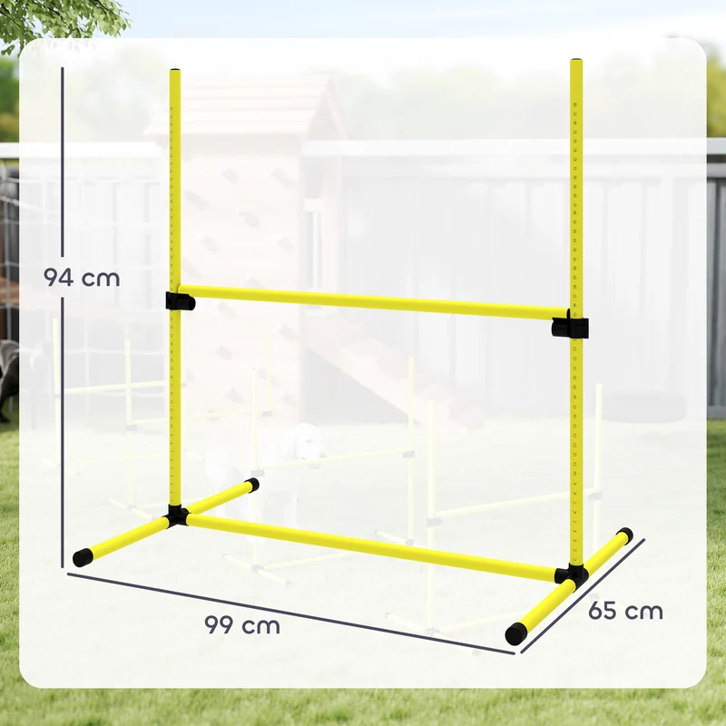 Lot de 4 obstacles d'agilité pour chien 99 x 65 x 94 cm réglable sac transport inclus tendance en polyéthylène jaune 21_0007515