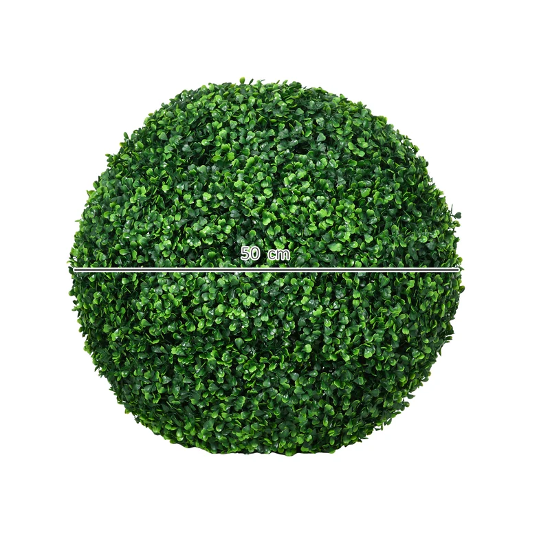 Lot de 2 boules de buis artificielles salon jardin 50 x 50 x 50 cm sans entretien réalistes moderne en polyéthylène vert 21_0001301