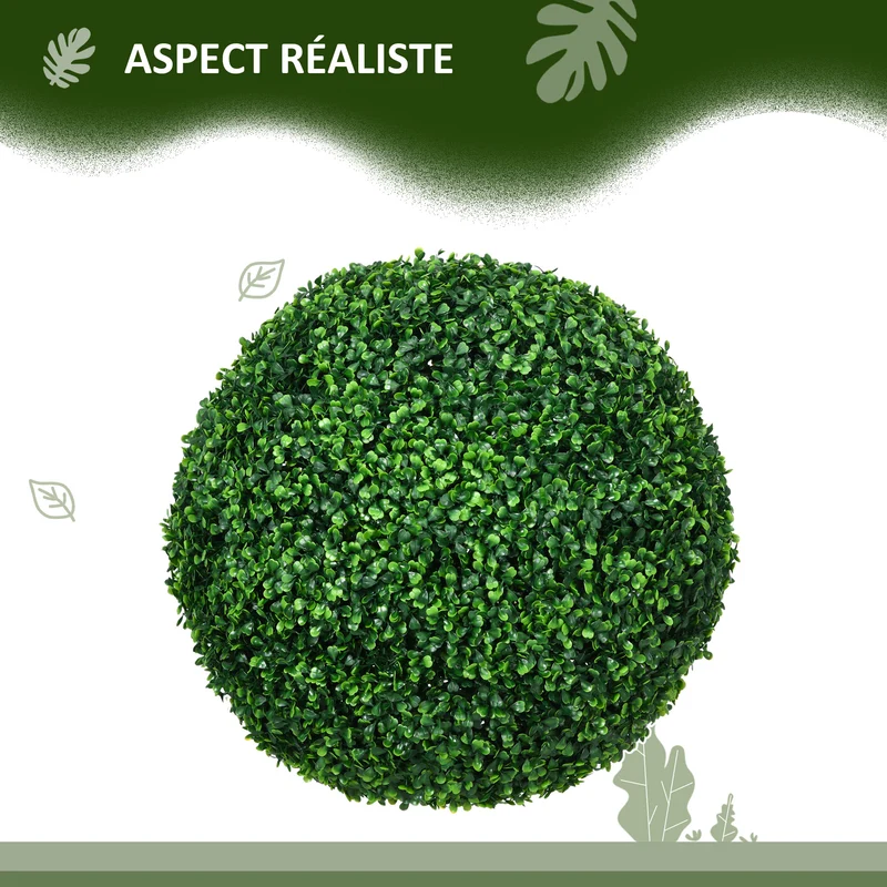 Lot de 2 boules de buis artificielles salon jardin 50 x 50 x 50 cm sans entretien réalistes moderne en polyéthylène vert 21_0001301