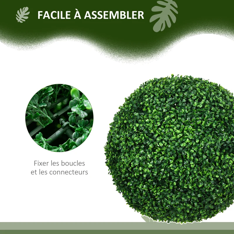 Lot de 2 boules de buis artificielles salon jardin 50 x 50 x 50 cm sans entretien réalistes moderne en polyéthylène vert 21_0001301
