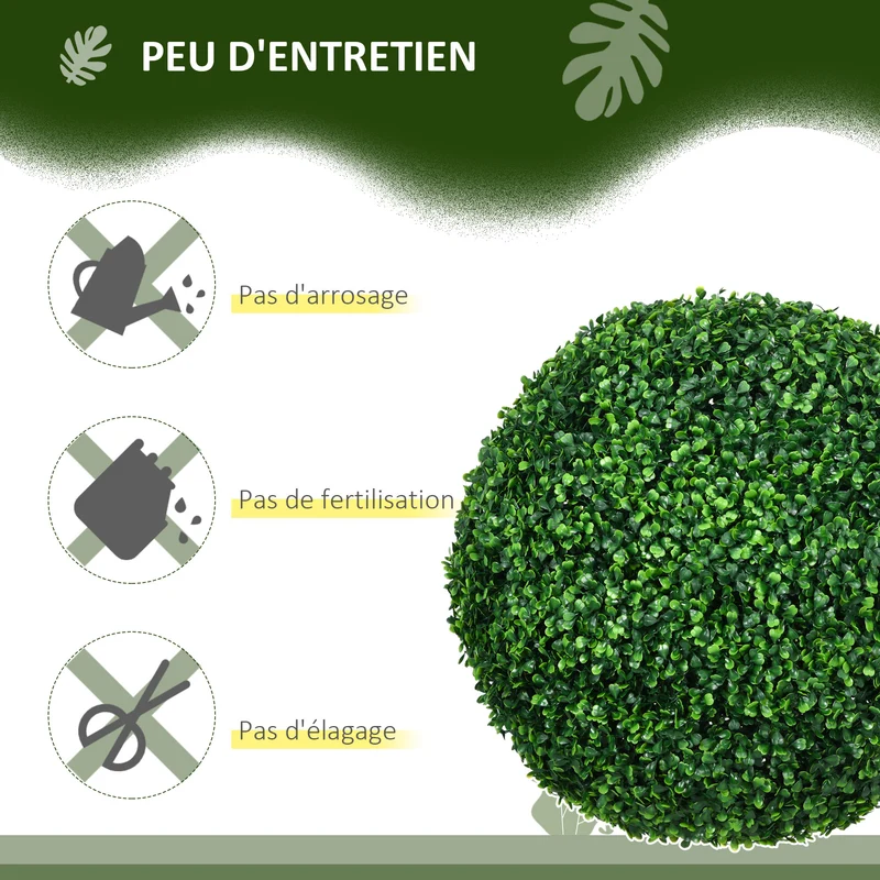 Lot de 2 boules de buis artificielles salon jardin 50 x 50 x 50 cm sans entretien réalistes moderne en polyéthylène vert 21_0001301