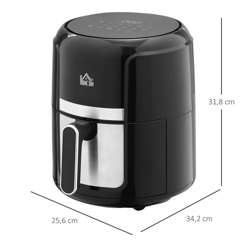 Friteuse sans huile multifonction panier 34 x 26 x 32 cm 12 programmes circulation 360° moderne épuré en plastique noir 21_0000936