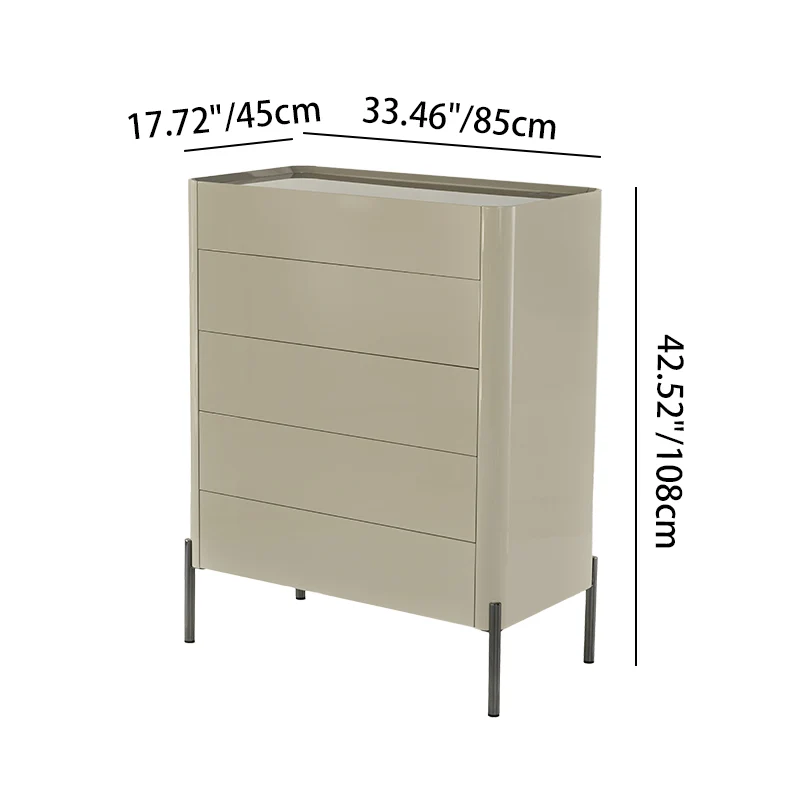 Modern Minimalist E1 MDF Storage Cabinet With Carbon Steel High Legs 5/6-Drawer For Bedroom & Living Room Organization
