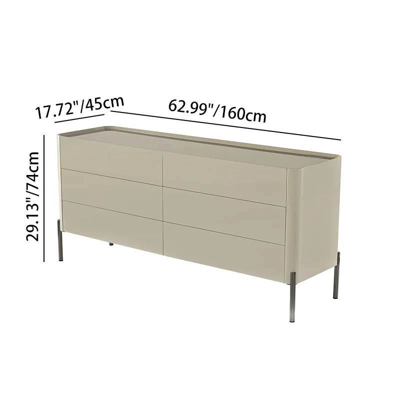Modern Minimalist E1 MDF Storage Cabinet With Carbon Steel High Legs 5/6-Drawer For Bedroom & Living Room Organization