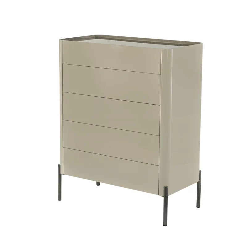 Modern Minimalist E1 MDF Storage Cabinet With Carbon Steel High Legs 5/6-Drawer For Bedroom & Living Room Organization