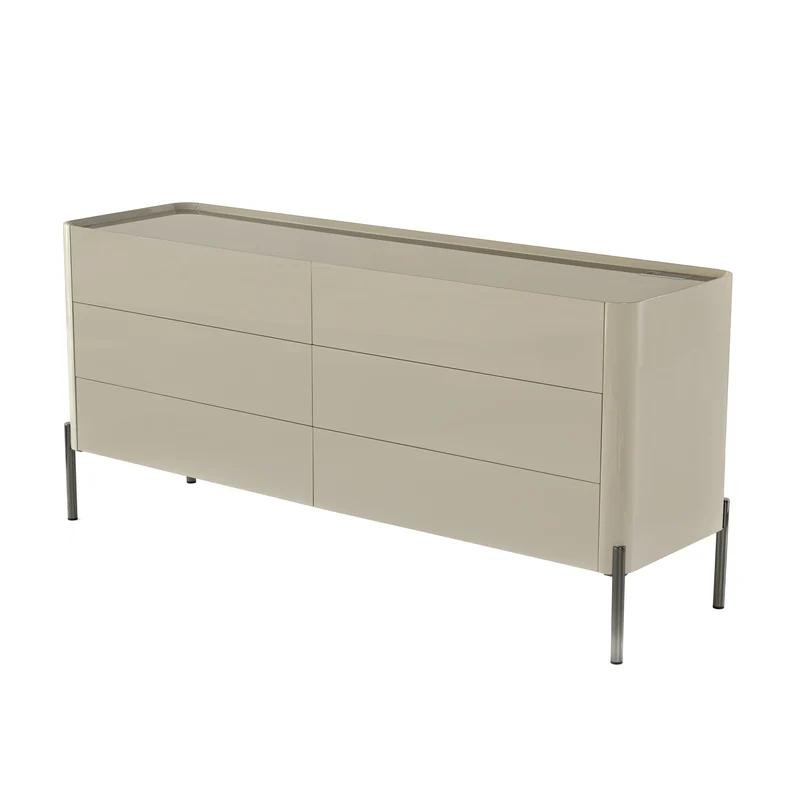 Modern Minimalist E1 MDF Storage Cabinet With Carbon Steel High Legs 5/6-Drawer For Bedroom & Living Room Organization