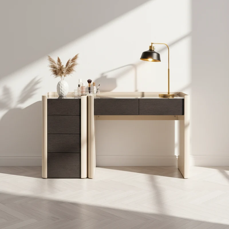 Modern Minimalist E1 MDF Rectangular Storage Cabinet With 4 Drawers - Durable Closed Storage For Bedroom & Living Room
