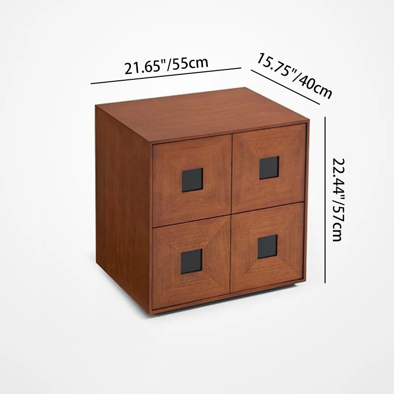 Contemporary Retro Solid Wood Plywood Storage Cabinet With 2 Drawers - Smooth Slides & Compact Design For Living Room & Bedroom