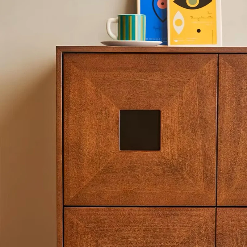 Contemporary Retro Solid Wood Plywood Storage Cabinet With 2 Drawers - Smooth Slides & Compact Design For Living Room & Bedroom