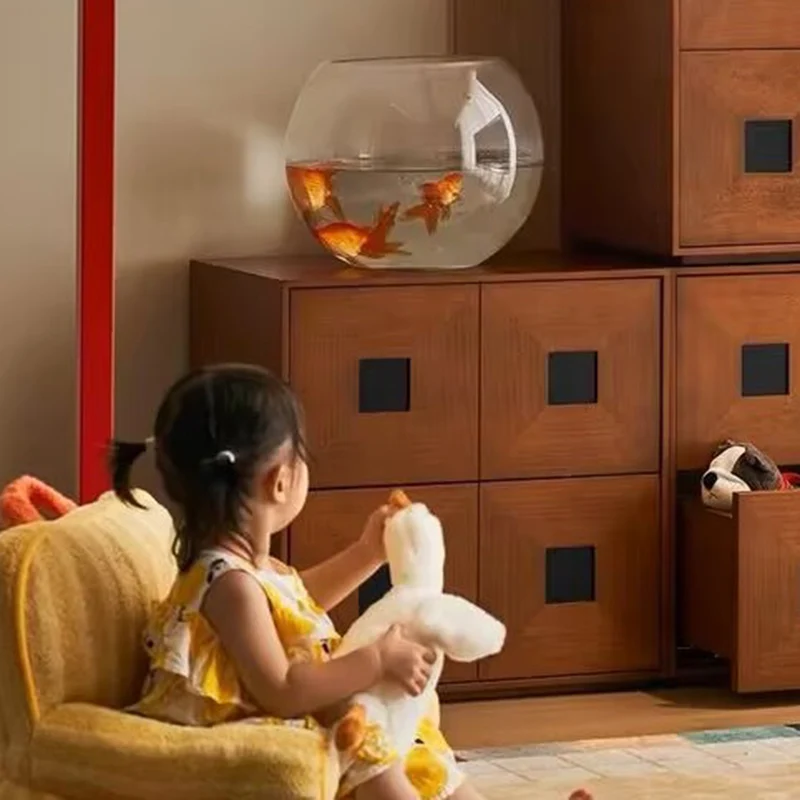 Contemporary Retro Solid Wood Plywood Storage Cabinet With 2 Drawers - Smooth Slides & Compact Design For Living Room & Bedroom