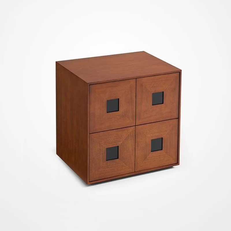 Contemporary Retro Solid Wood Plywood Storage Cabinet With 2 Drawers - Smooth Slides & Compact Design For Living Room & Bedroom
