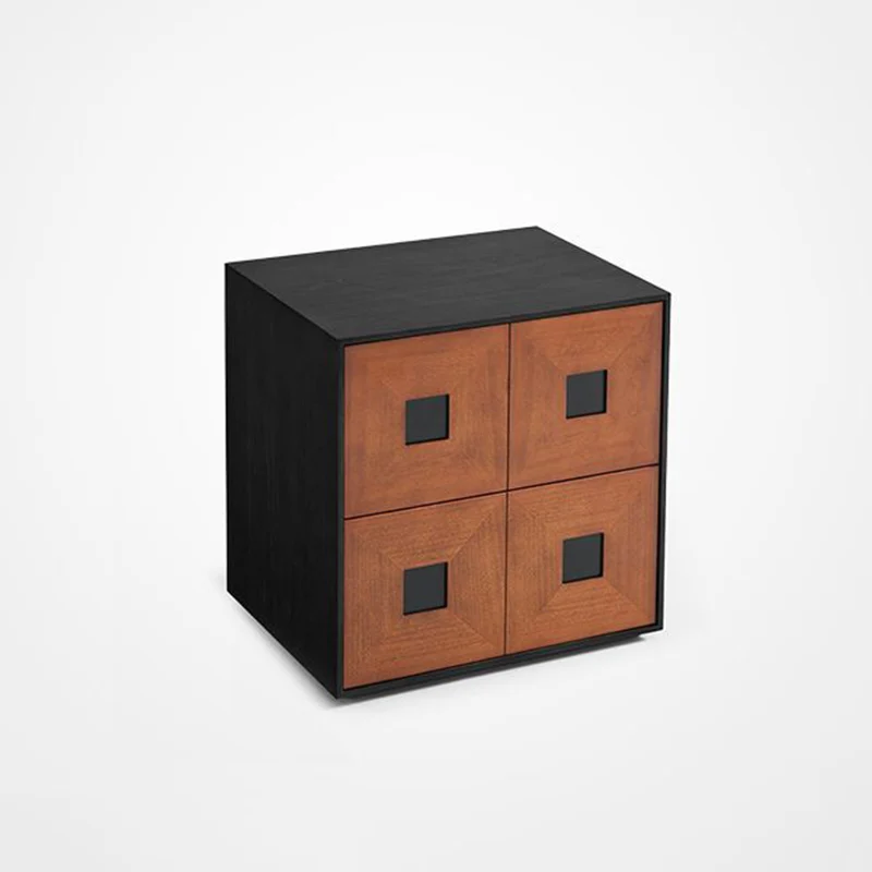 Contemporary Retro Solid Wood Plywood Storage Cabinet With 2 Drawers - Smooth Slides & Compact Design For Living Room & Bedroom