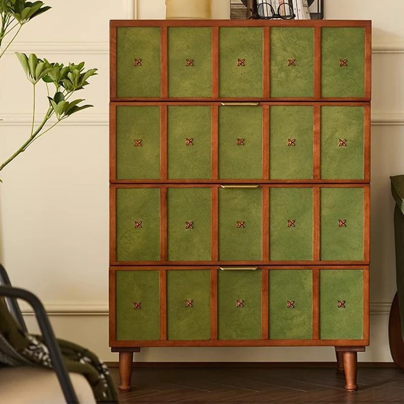 Contemporary Retro Cherry Wood Rectangular Storage Cabinet With 4 Drawers For Living Room