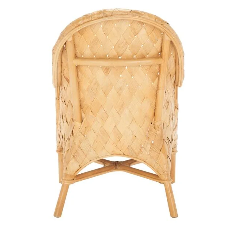 Handwoven Rattan Lounge Chair With Armrest - Contemporary Nordic Balcony & Patio & Living Room Indoor Outdoor Accent Chair With Waterproof Cushion