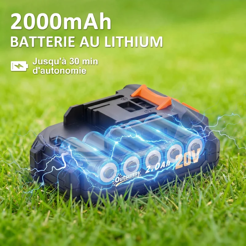 Taille-haies électrique sans fil jardin 94 x 19 x 17 cm lame 51 cm batterie 2000 mah coupe nette épuré en abs orange 21_0005673