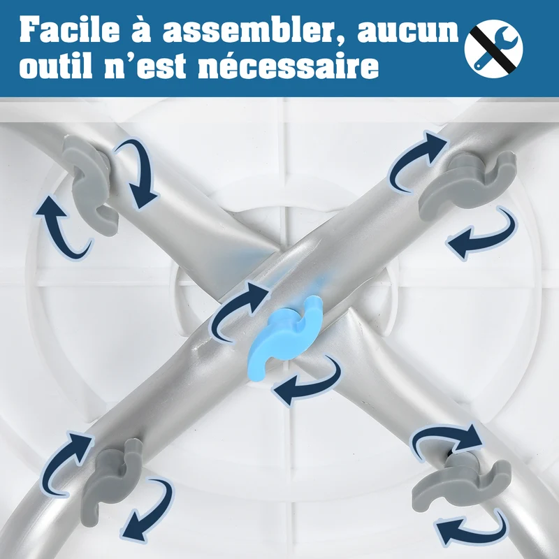 Tabouret de douche siège de bain réglable 33 x 35,5-48,5 cm antidérapant rotatif 360° sécurisé moderne en aluminium bleu 21_0000874