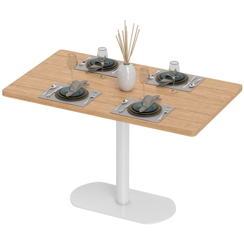 Table à manger rectangulaire 120 x 70 x 75 cm piétement central gain de place plateau épais scandinave en bois chêne 21_0003348