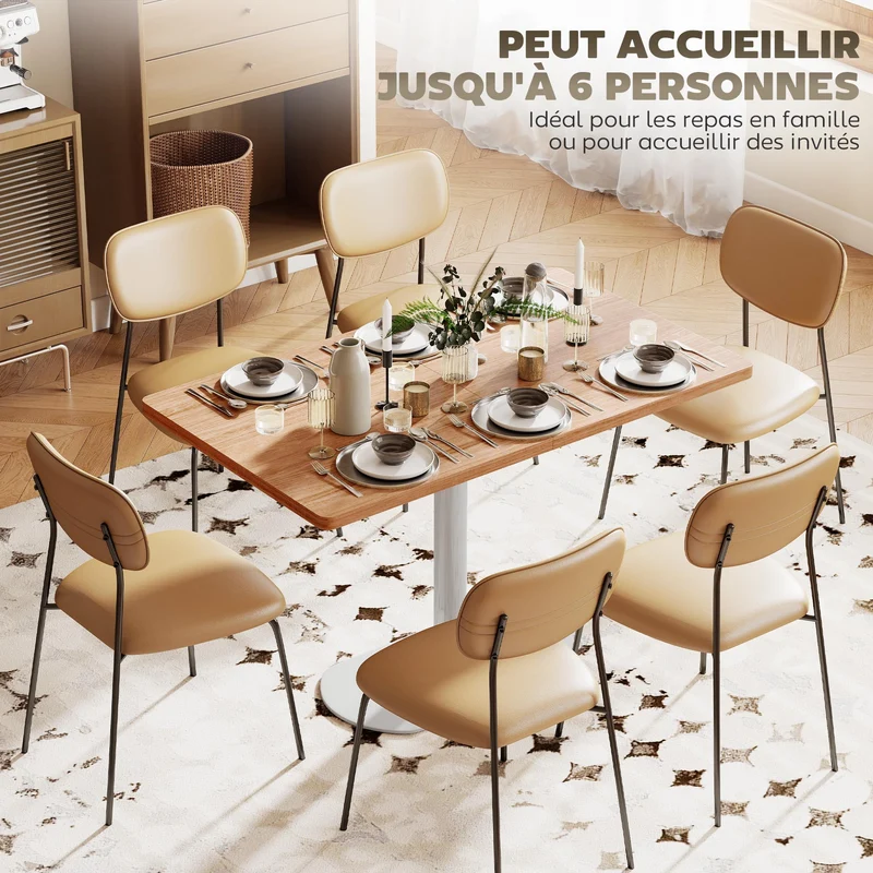 Table à manger rectangulaire 120 x 70 x 75 cm piétement central gain de place plateau épais scandinave en bois chêne 21_0003348