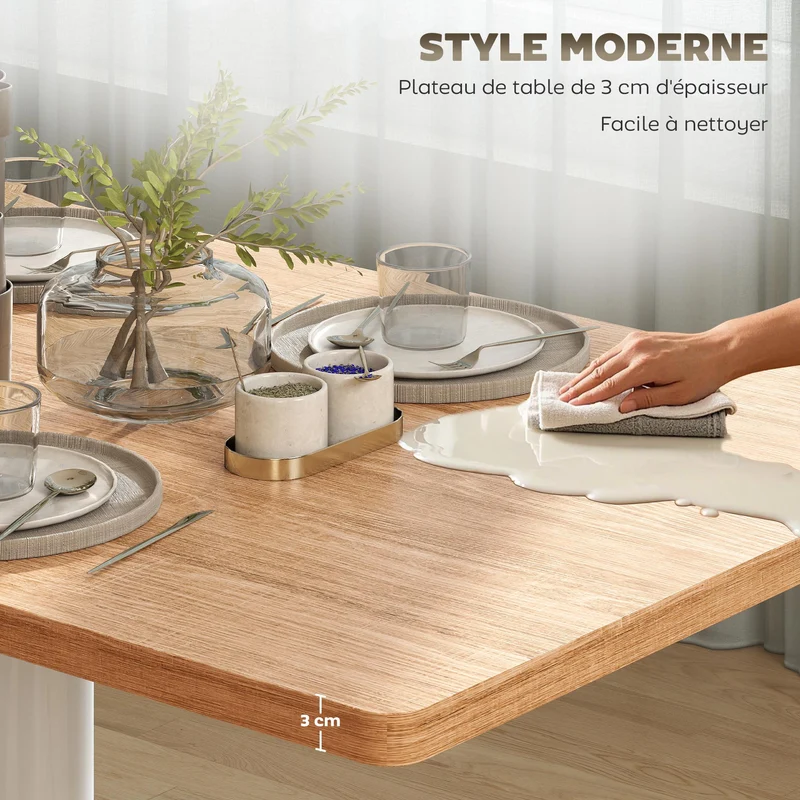 Table à manger rectangulaire 120 x 70 x 75 cm piétement central gain de place plateau épais scandinave en bois chêne 21_0003348