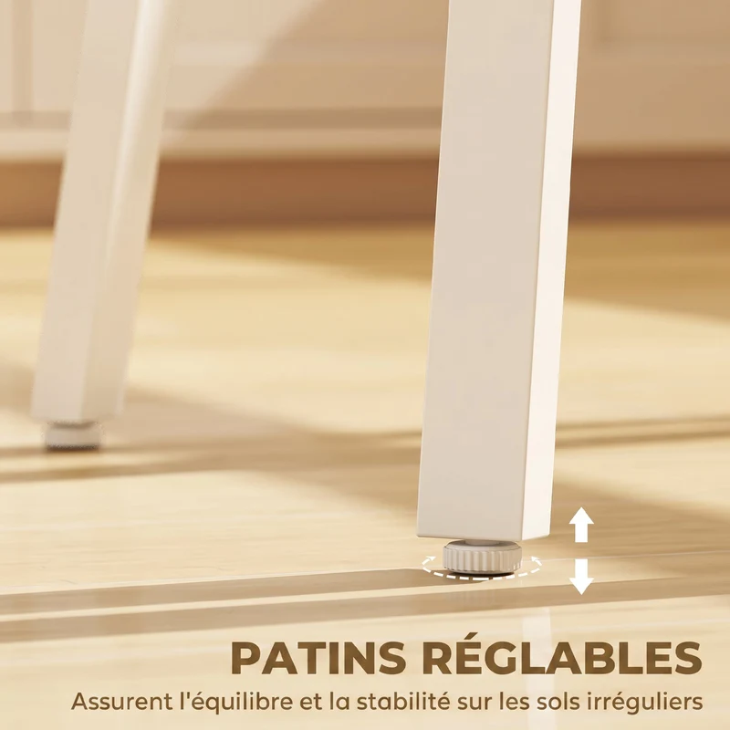 Table de bar carrée mange-debout 55 x 55 x 95 cm avec étagère utile pieds réglables moderne épuré en mélamine blanc 21_0003358