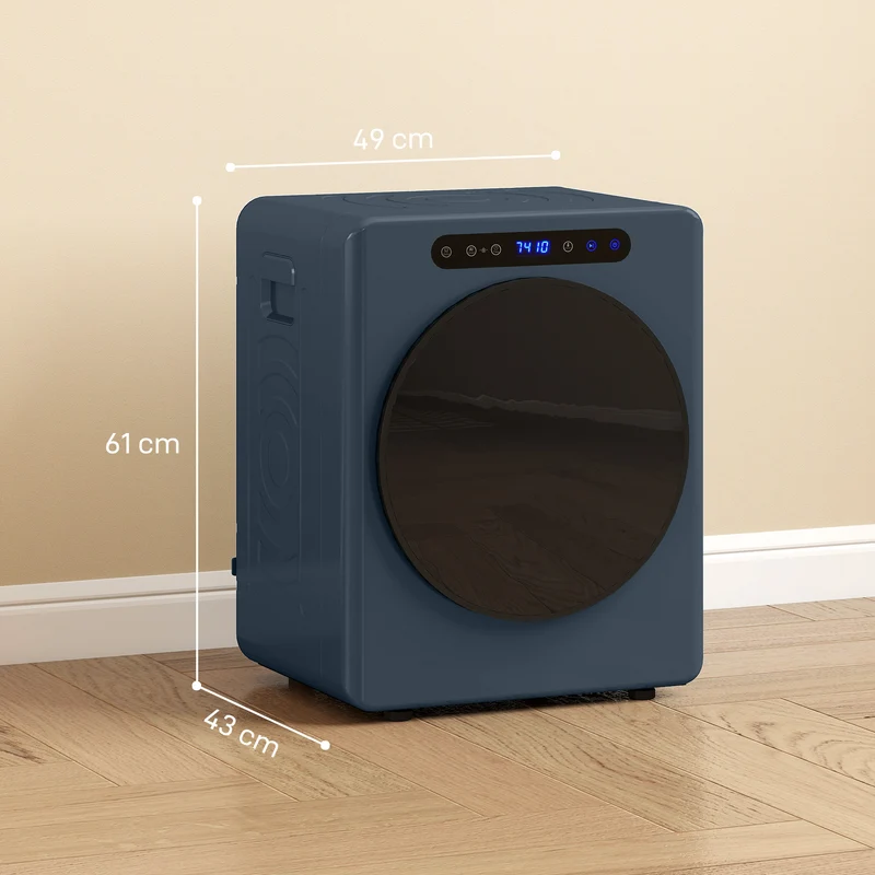 Sèche-linge à évacuation sur sol 49 x 43 x 61 cm séchage rapide anti-froissage moderne épuré en acier inoxydable bleu 21_0007091