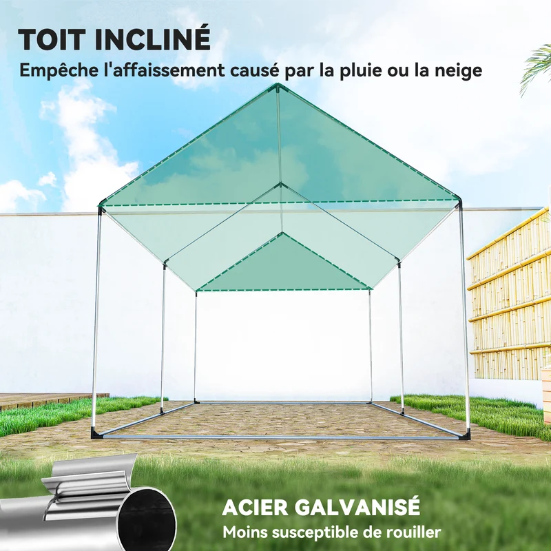 Serre de jardin tunnel 200 x 300 x 200 cm anti uv porte enroulable 4 fenêtres style contemporain en polyéthylène blanc 21_0005443