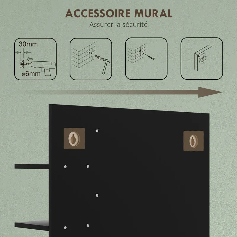 Miroir mural salle de bain 45 x 15 x 58,5 cm 3 étagères de rangement gain de place design scandinave en bambou noir 21_0002014