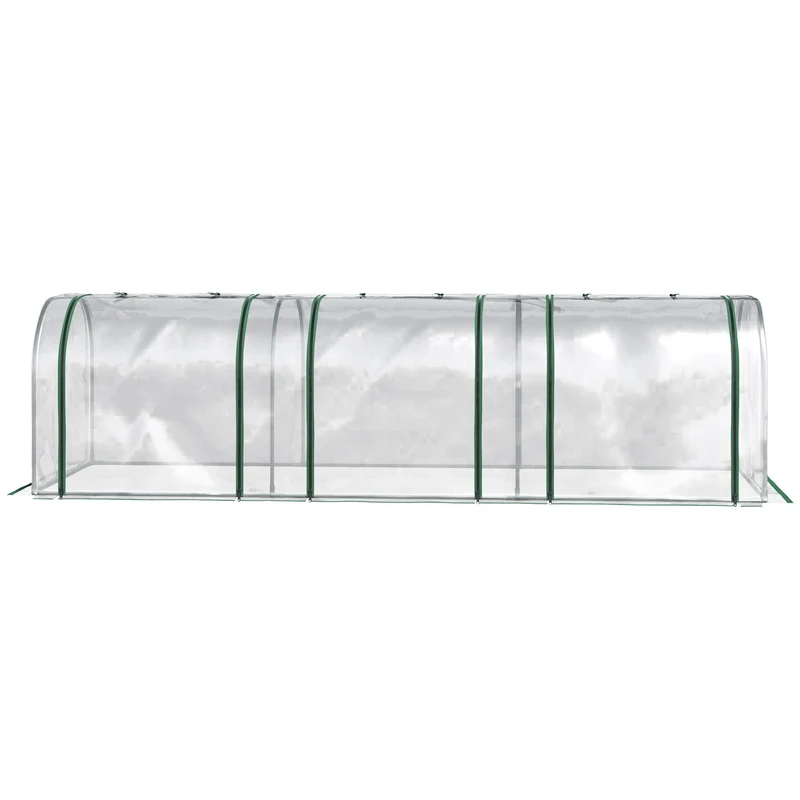 Mini serre de jardin tunnel 295 x 100 x 80 cm anti-UV 3 portes zippées extérieur montage facile moderne en PVC vert 21_0004111