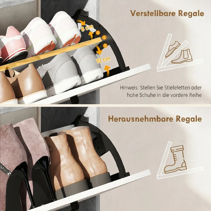 Meuble à chaussures entrée 83 x 24 x 90.5 cm 15 paires rangement modulable moderne épuré en panneau de particules blanc 21_0002789