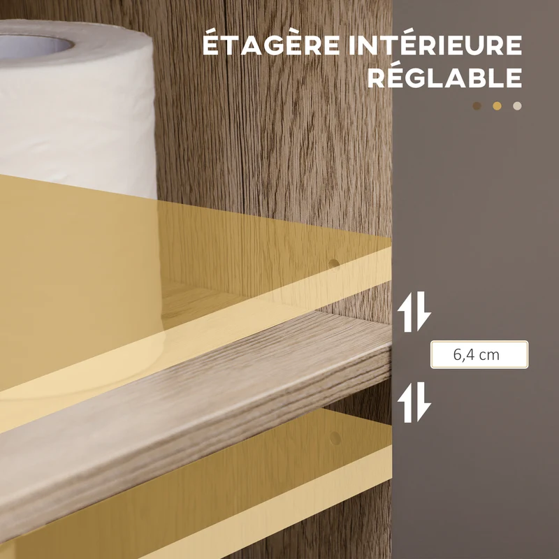 Meuble sous lavabo compact salle de bain 60 x 30 x 59.8 cm rangement étagère réglable tendance scandinave en MDF gris 21_0001866
