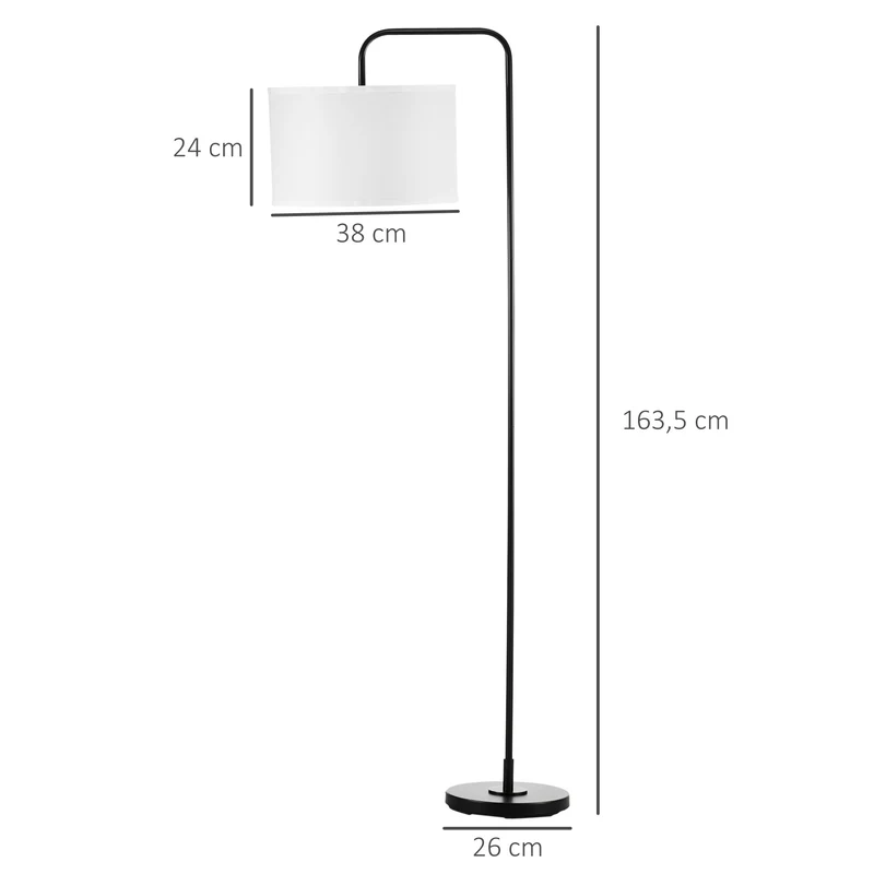 Lampadaire sur pied salon 64 x 38 x 163,5 cm lumière diffuse ambiante base ronde design moderne épuré en métal noir 21_0007018