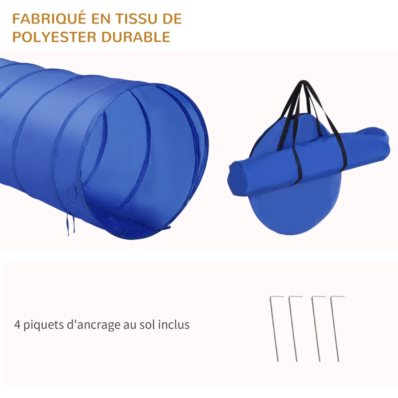 Kit d'agilité pour chiens parcours complet 148 x 60 x 60 cm hauteur réglable endurance scandinave extérieur en PP bleu 21_0007511