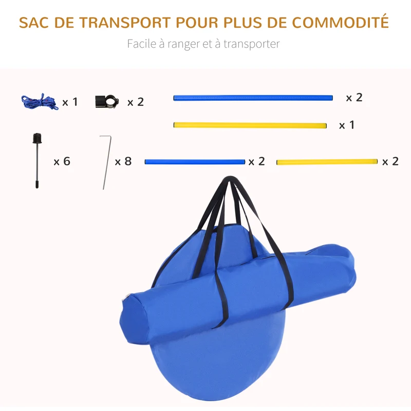 Kit d'agilité pour chiens parcours complet 148 x 60 x 60 cm hauteur réglable endurance scandinave extérieur en PP bleu 21_0007511