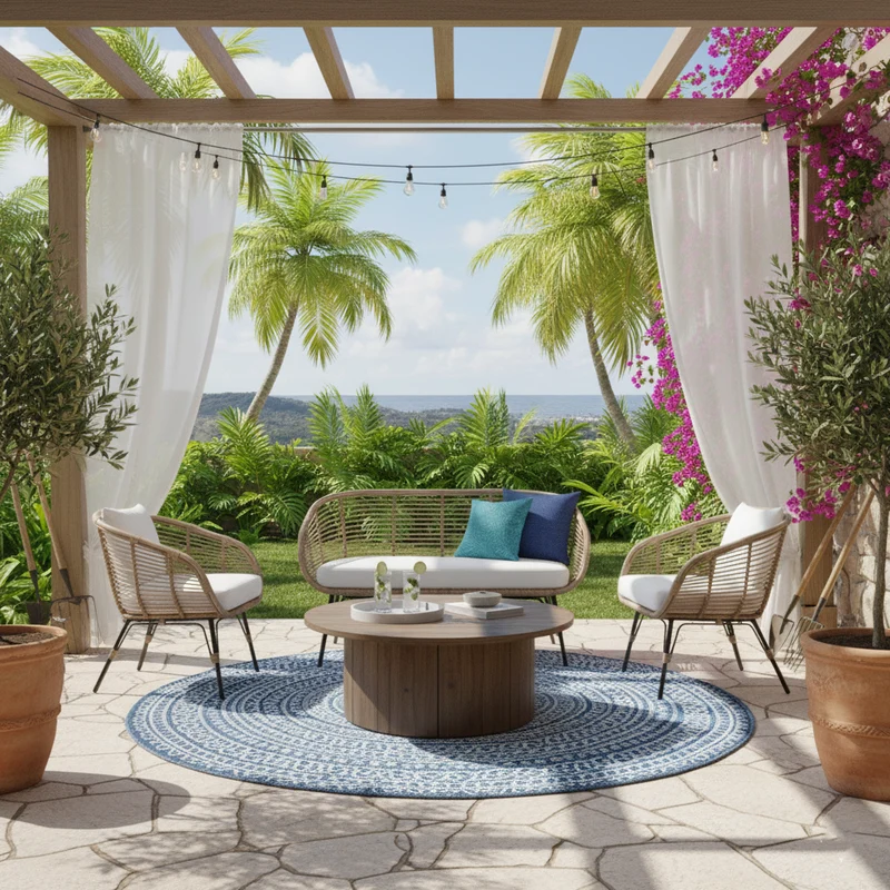 Moisture-Absorbing Boho Accent Chair - Sturdy Rattan & Stable Iron Garden Chair For Garden & Outdoor Patio