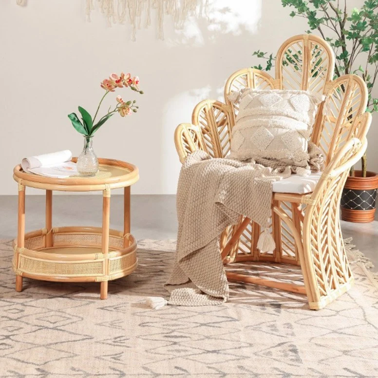Handcrafted Indonesian Rattan Accent Chair - Boho Handwoven And Breathable Comfort For Living Room & Bedroom