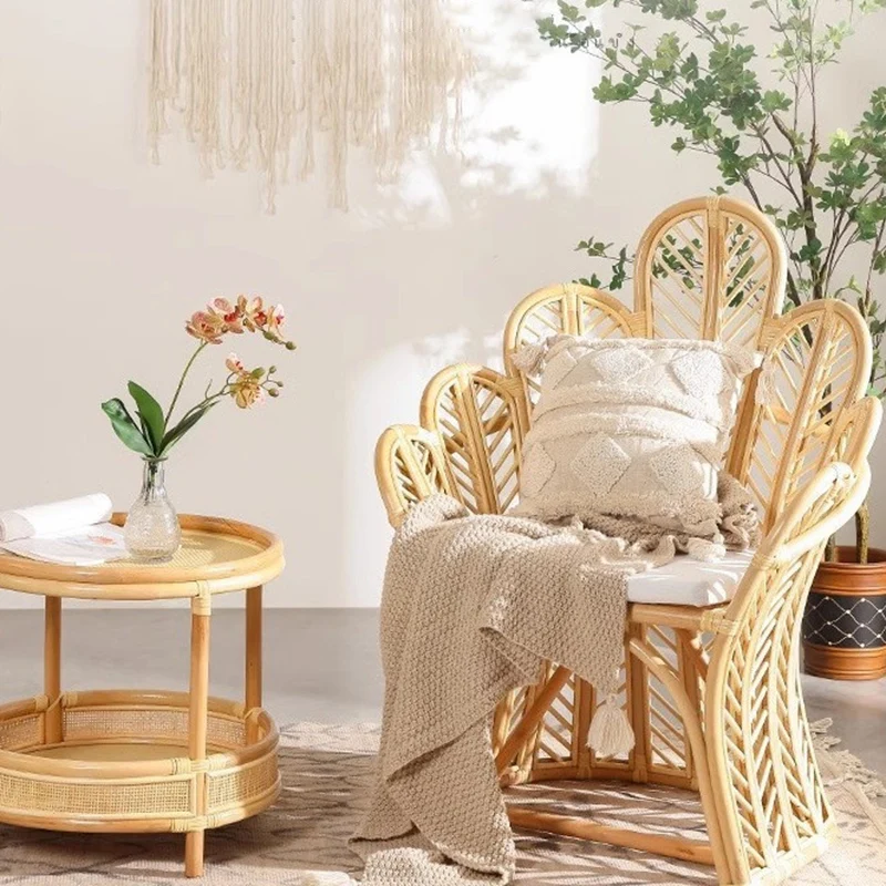 Handcrafted Indonesian Rattan Accent Chair - Boho Handwoven And Breathable Comfort For Living Room & Bedroom