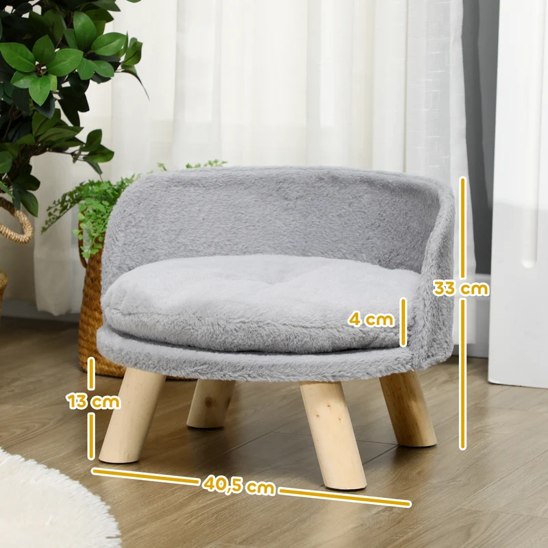 Canapé panier pour chien et chat 40.5 x 33 cm coussin amovible confort douillet scandinave en panneau de particules gris 21_0007356