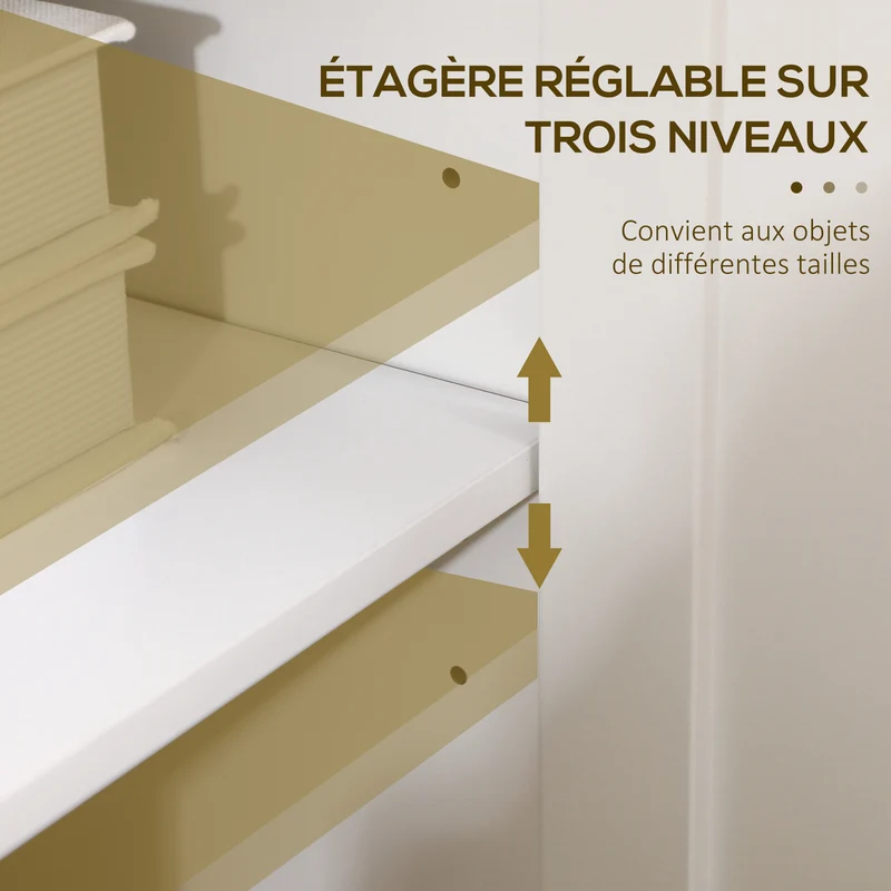 Buffet meuble de rangement 120 x 40 x 70 cm rangement portes tiroirs étagères réglables classique épuré en MDF blanc 21_0002910
