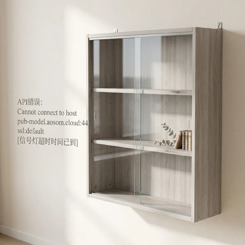 Vitrine murale collection 80 x 9,5 x 60 cm étagères réglables portes coulissantes moderne en panneau de particules gris 21_0001778