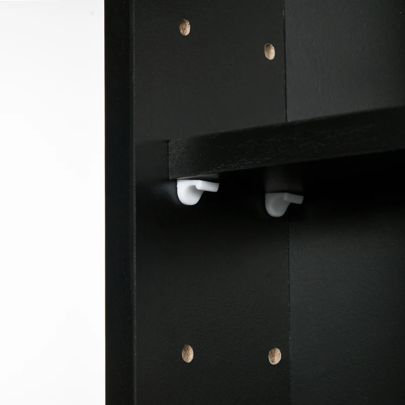Vitrine murale 80 x 9.5 x 60 cm étagères réglables design contemporain anti poussière en panneau de particules noir 21_0001776