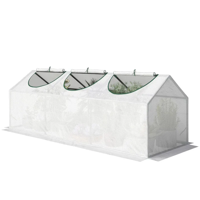 Serre de jardin compacte pour balcon 180 x 60 x 60 cm fenêtres enroulables stabilité accrue moderne en plastique blanc 21_0004157
