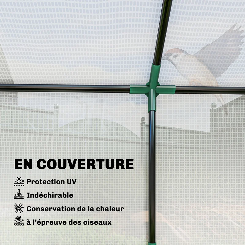 Serre de jardin compacte pour balcon 180 x 60 x 60 cm fenêtres enroulables stabilité accrue moderne en plastique blanc 21_0004157