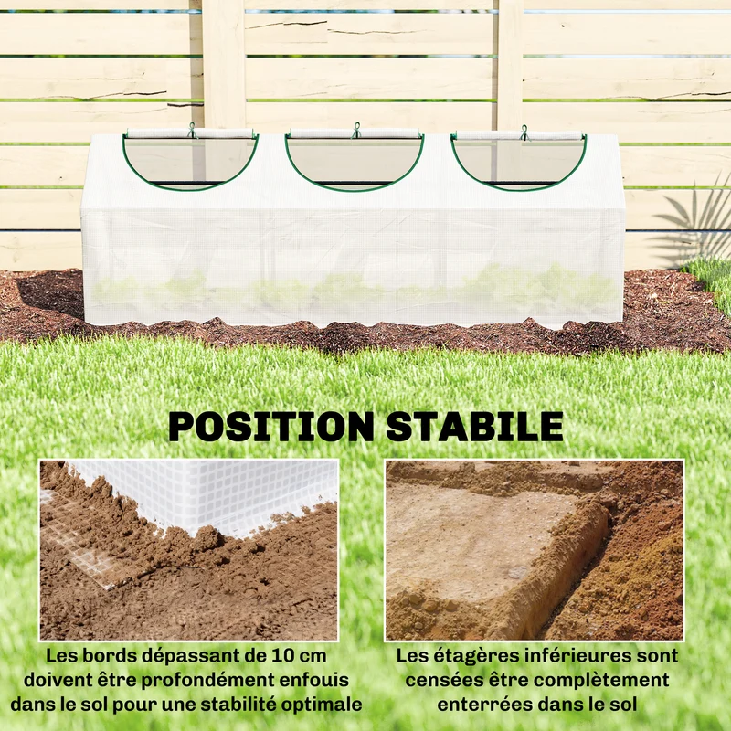 Serre de jardin compacte pour balcon 180 x 60 x 60 cm fenêtres enroulables stabilité accrue moderne en plastique blanc 21_0004157