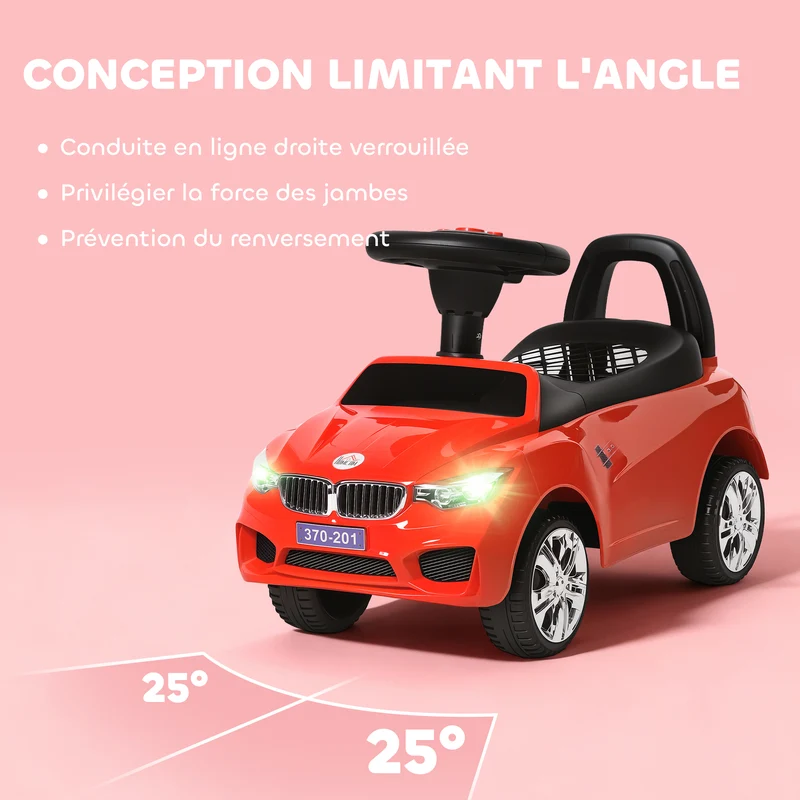 Porteur voiture à pousser enfant 63 x 28 x 36 cm rangement sous assise siège ergonomique sécurisé moderne en PP rouge 21_0000502