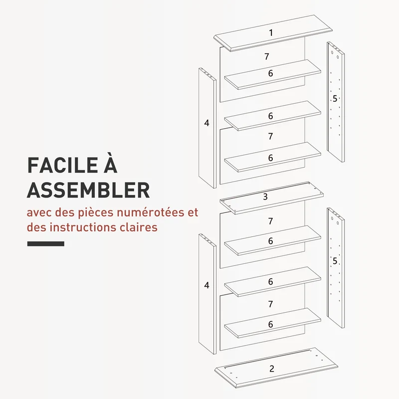 Meuble de rangement pour cd et dvd 58 x 24 x 126 cm 360 cd étagères réglables moderne en panneau de particules blanc 21_0002522