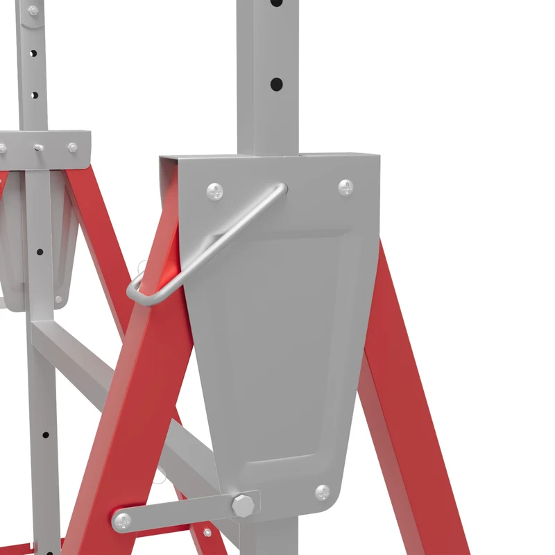 Lot de 2 tréteaux pliables pour travaux 68 x 58 x 80 cm hauteur réglable 80 à 130 cm stables industriel en acier rouge 21_0007081