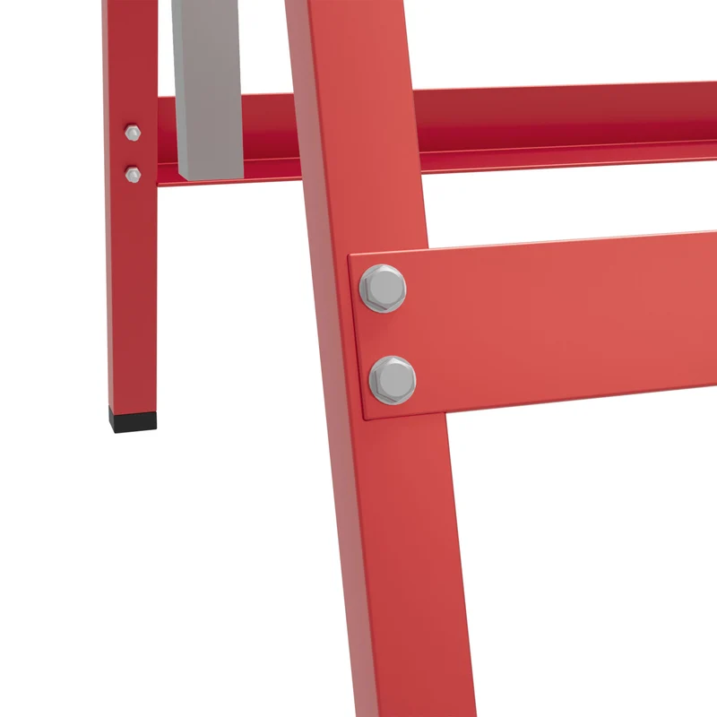 Lot de 2 tréteaux pliables pour travaux 68 x 58 x 80 cm hauteur réglable 80 à 130 cm stables industriel en acier rouge 21_0007081